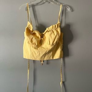 Yellow skinny strap ruffle top! Size medium. Brand new.